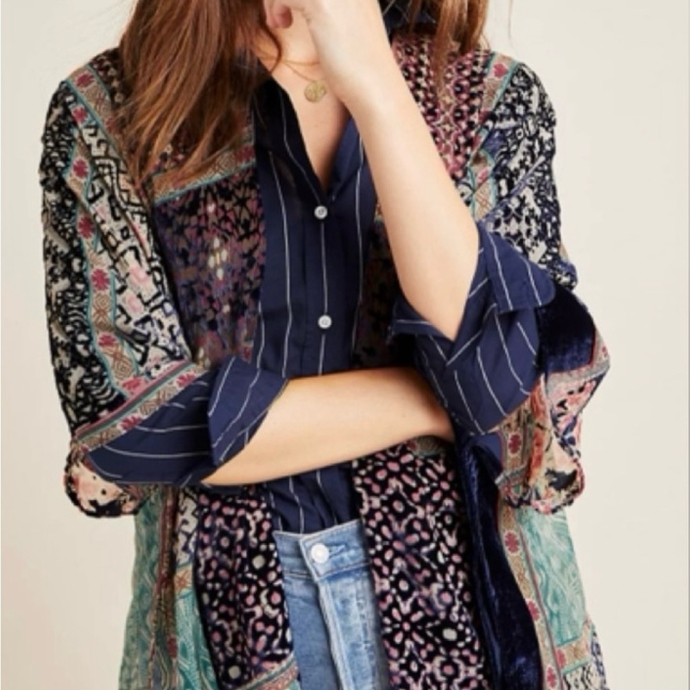 Anthropologie AKEMI + KIN Frida Burnout Velvet Kimono O/S